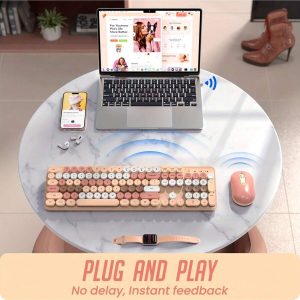 Wireless Silent Typewriter Keyboard & Mouse Combo, Full-Size